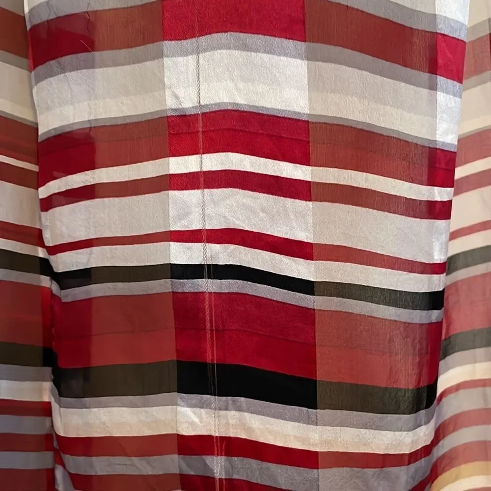 ‎Echo black, white & red striped scarf
